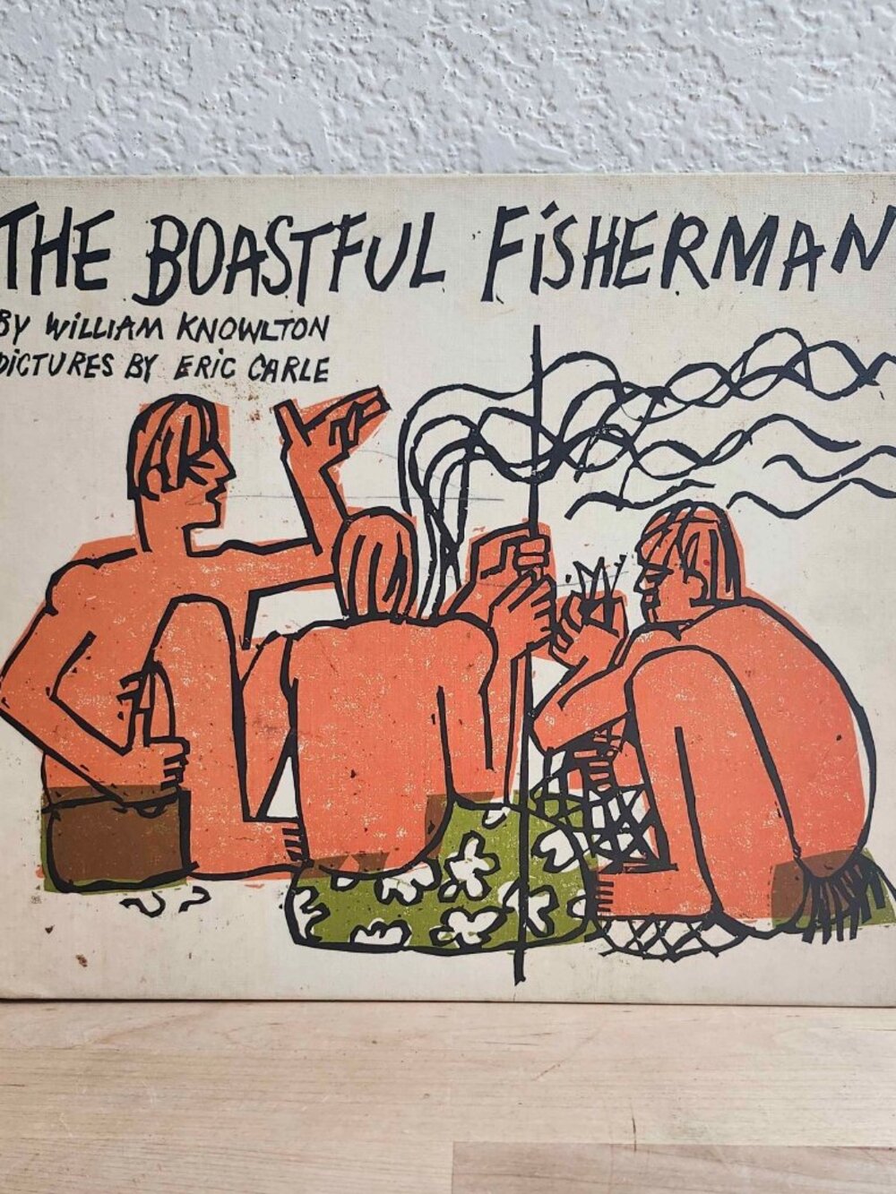VTG 1970 The Boastful Fisherman HC Book Eric Carle Art